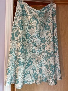 Kate Hill Teal silk Floral Circle Skirt